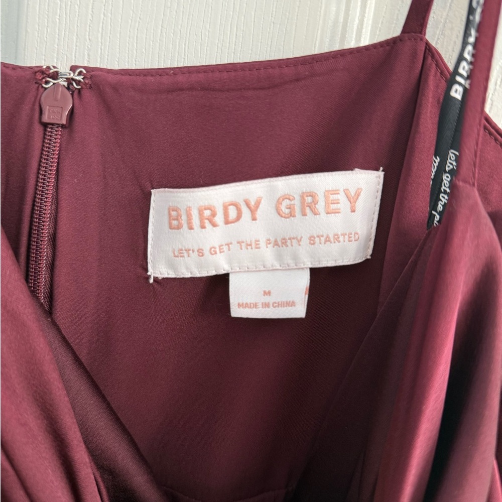 Bridesmaid Birdy Grey Lydia Cabernet Matte Satin Dress (hemmed) - Picture 5 of 12